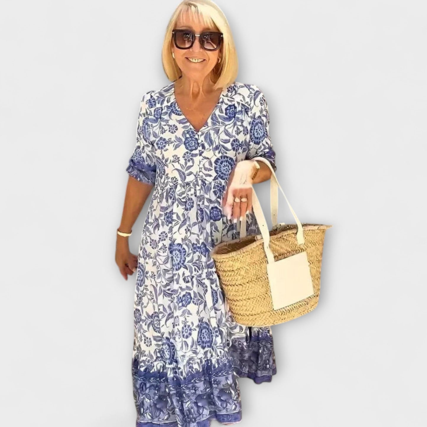 Caitlin - Elegante vestido de flores con un diseño ligero