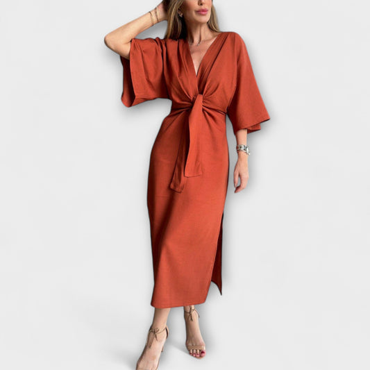 Holly - Vestido casual con escote en V y cinturón