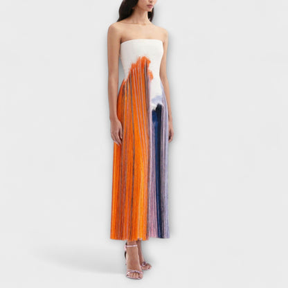 Sommer - Vestido de color block elegante con flecos de moda