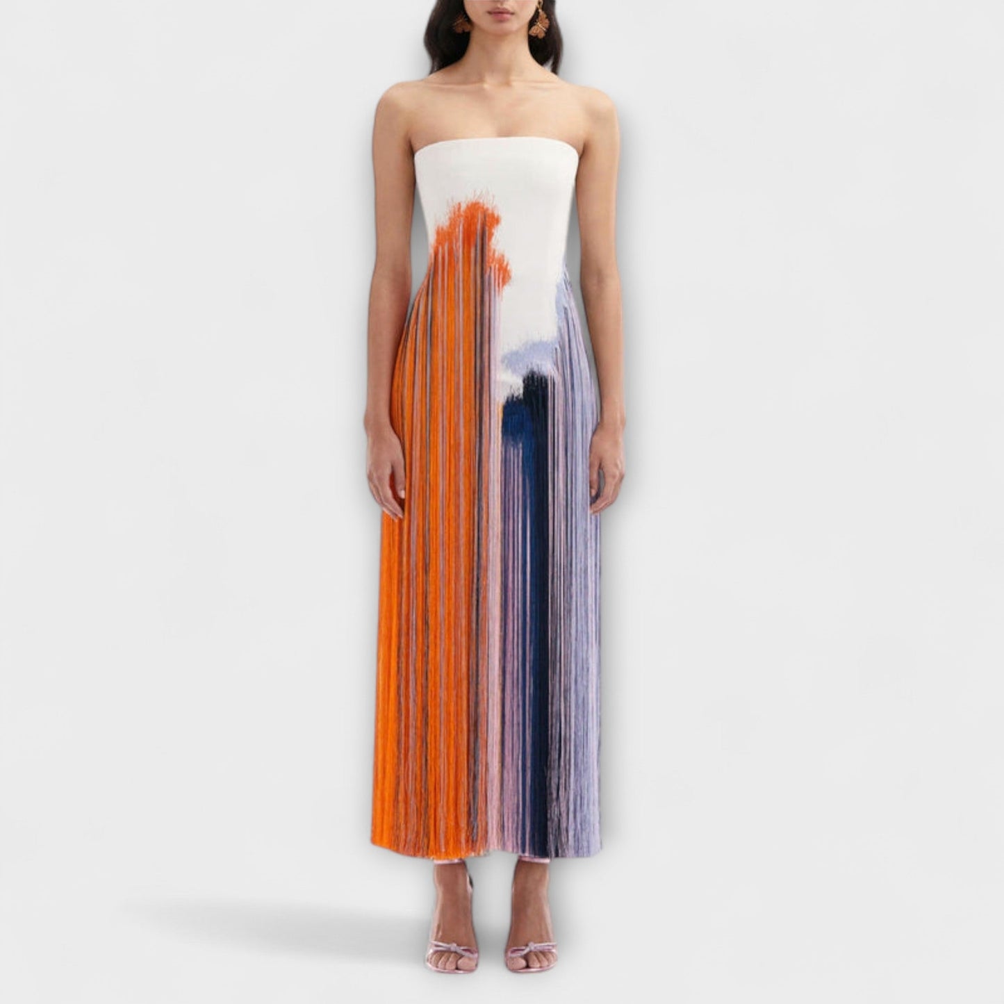 Sommer - Vestido de color block elegante con flecos de moda