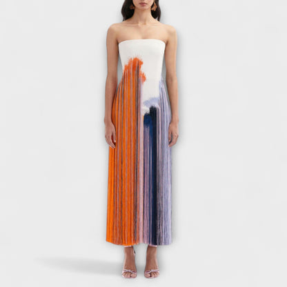 Sommer - Vestido de color block elegante con flecos de moda