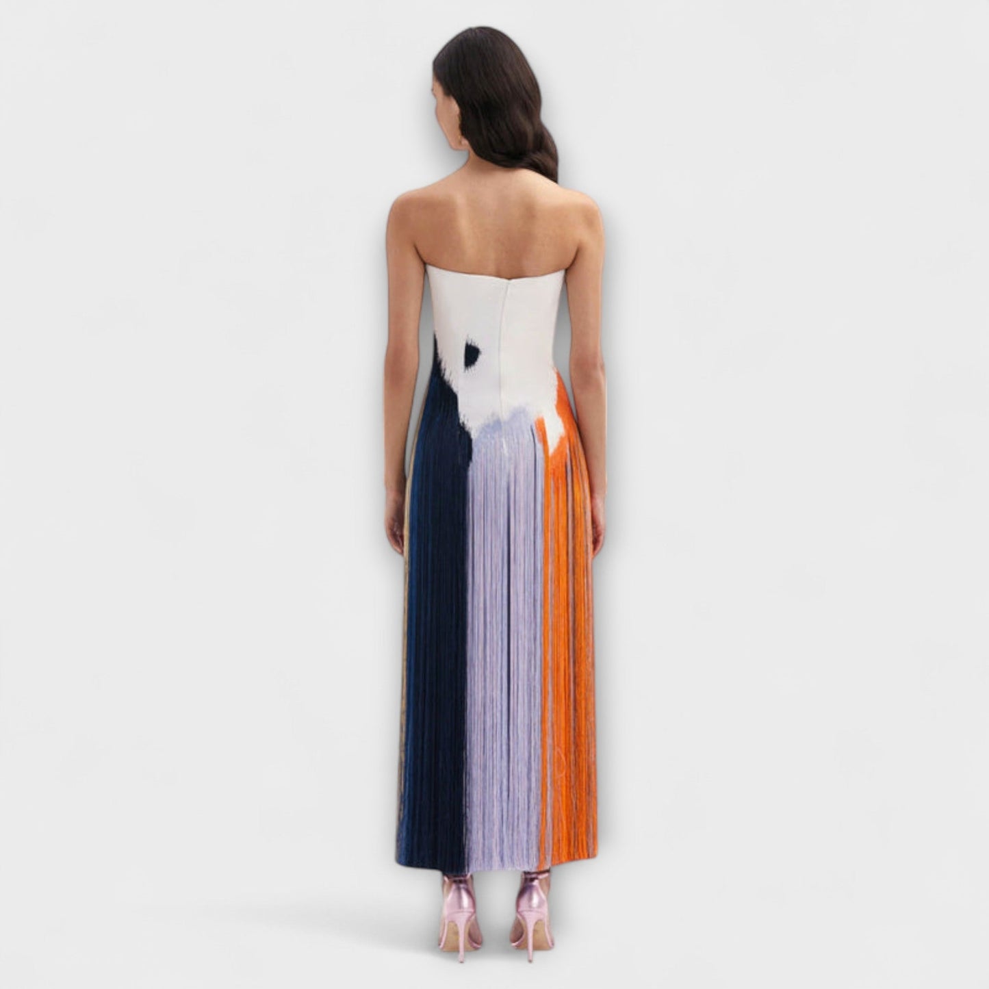 Sommer - Vestido de color block elegante con flecos de moda