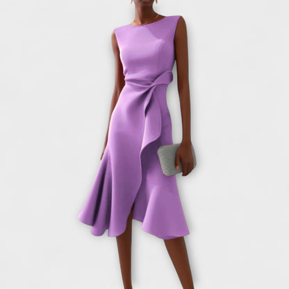 Juliette – Vestido midi asimétrico drapeado