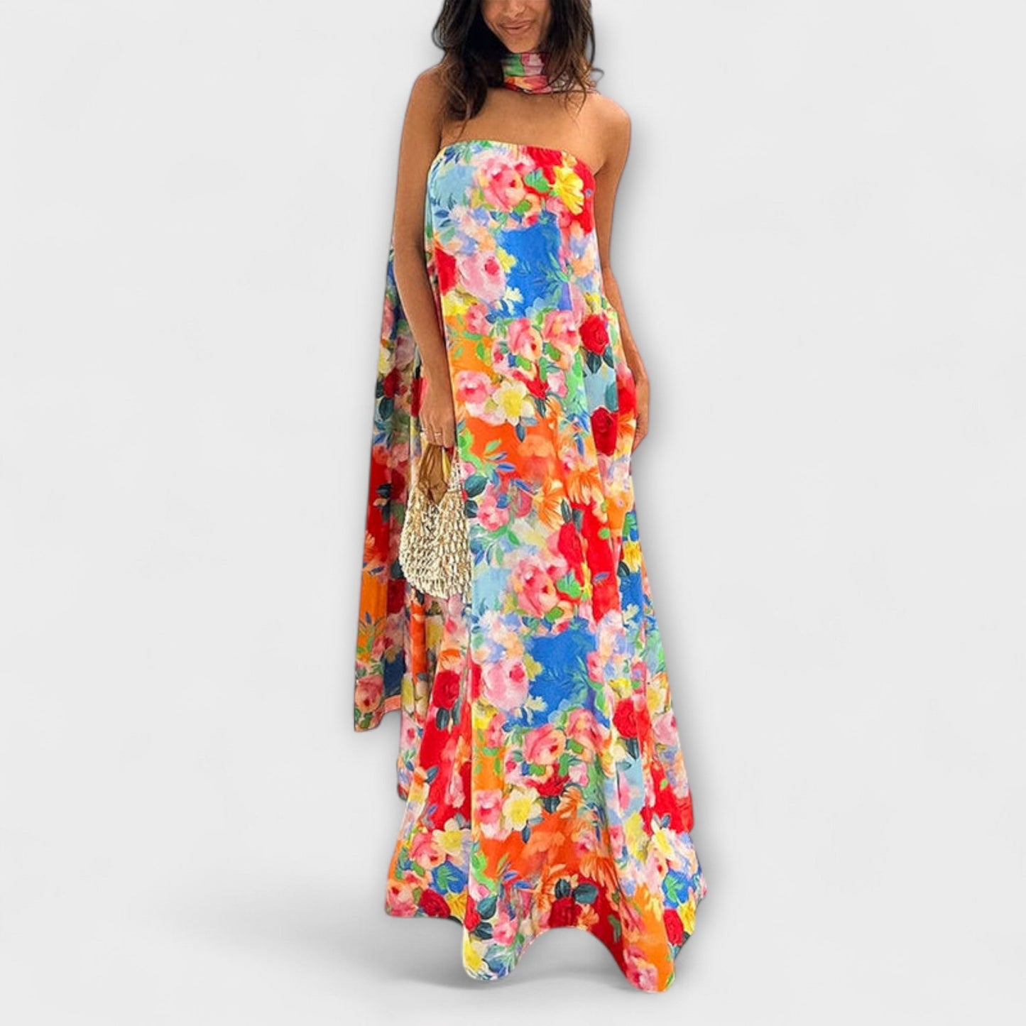 Harlow - Vestido Maxi de Flores Off-Shoulder