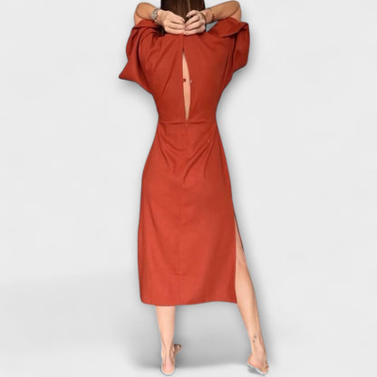 Holly - Vestido casual con escote en V y cinturón