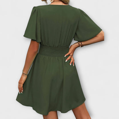 Winslet - Vestido con cintura fruncida y escote en V