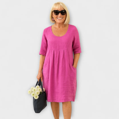 Marley - Vestido de lino casual con bolsillos