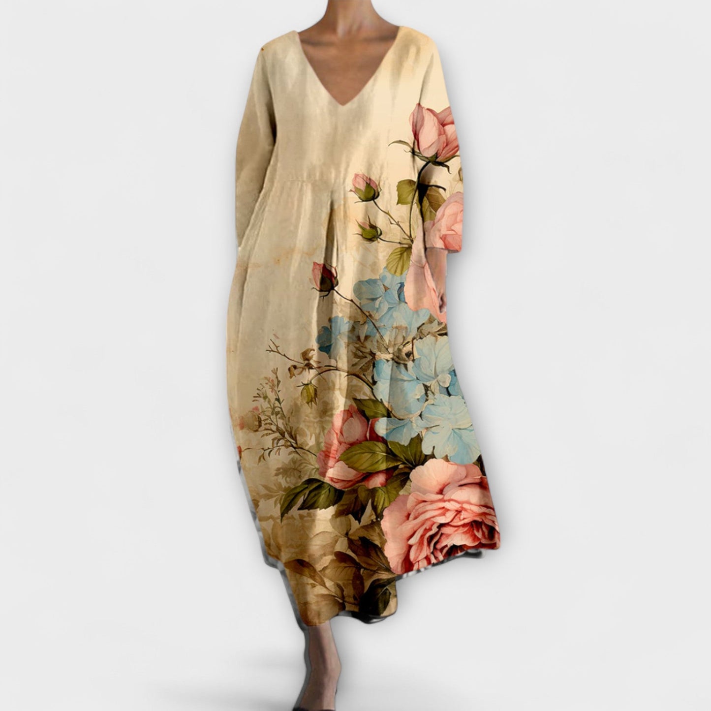 Fiona - Vestido Largo y Colorido con Escote en V