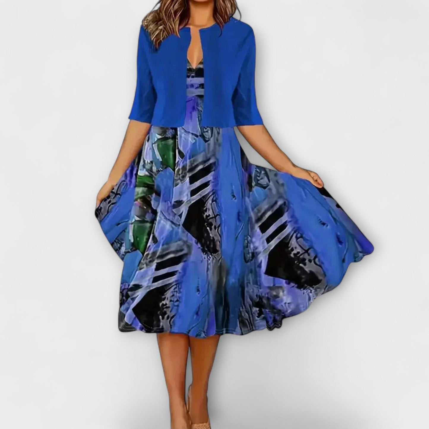 Vestido Midi de Dama con Blazer