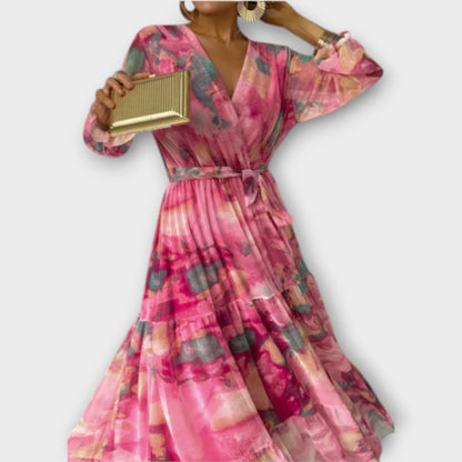 Evelyn - Vestido Maxilargo Acuarela Sueño