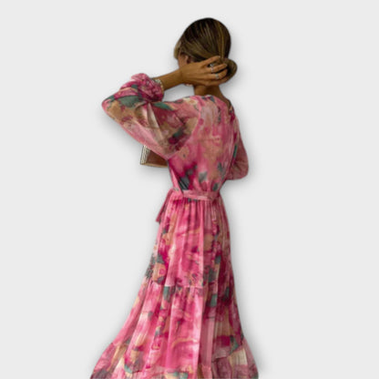 Evelyn - Vestido Maxilargo Acuarela Sueño