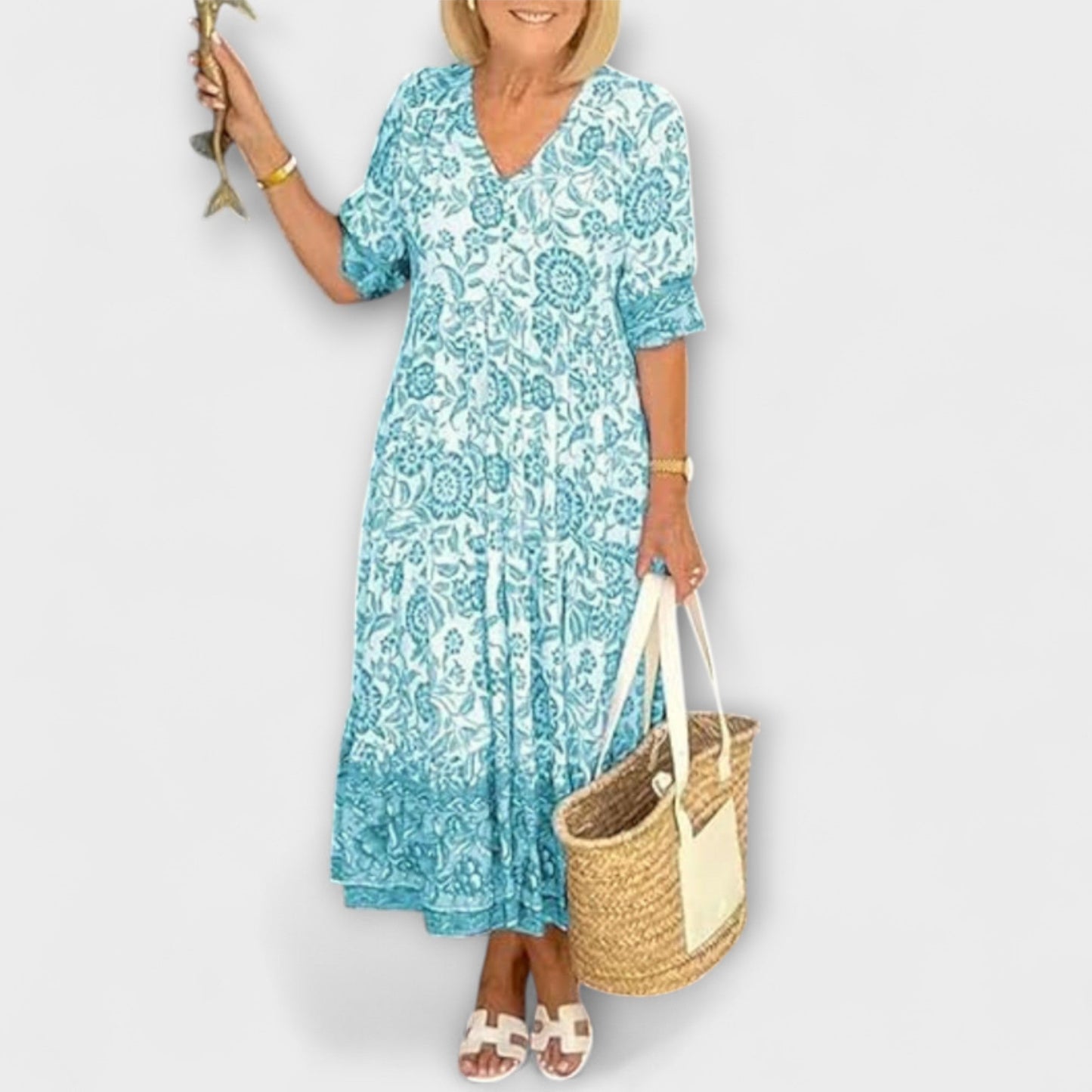 Caitlin - Elegante vestido de flores con un diseño ligero