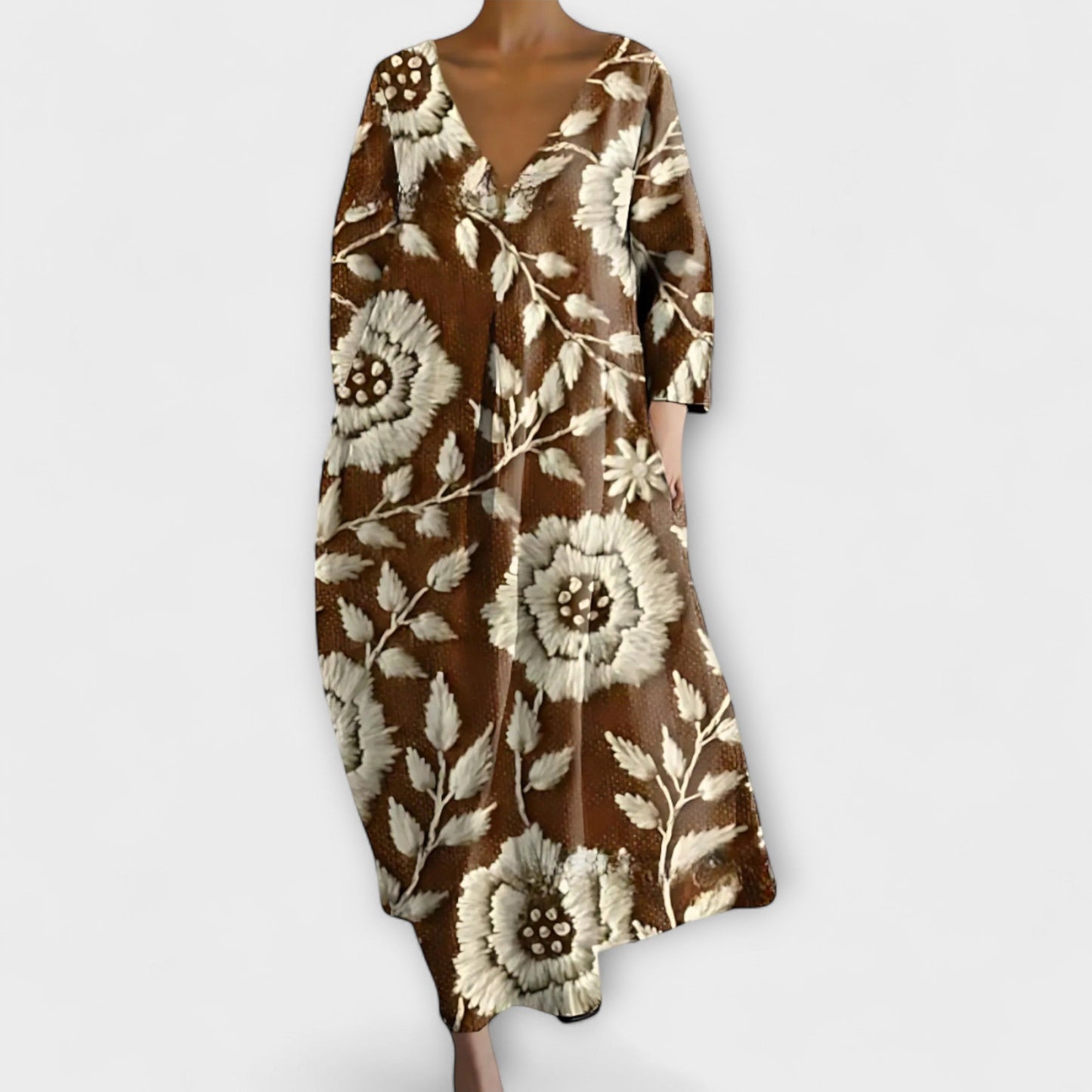 Fiona - Vestido Largo y Colorido con Escote en V