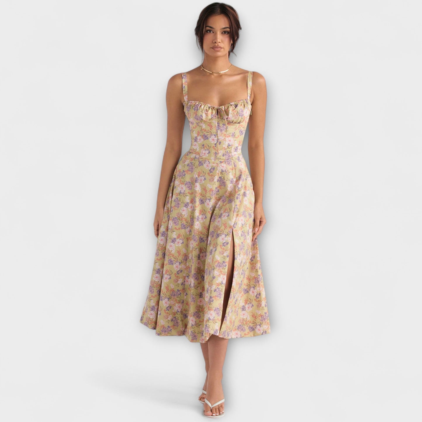 Zipporas - Vestido de tirantes a medida con moderno estampado de flores de primavera