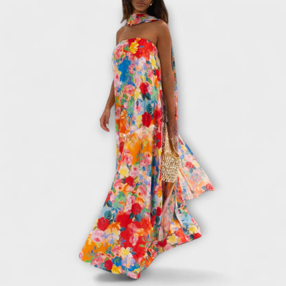 Harlow - Vestido Maxi de Flores Off-Shoulder