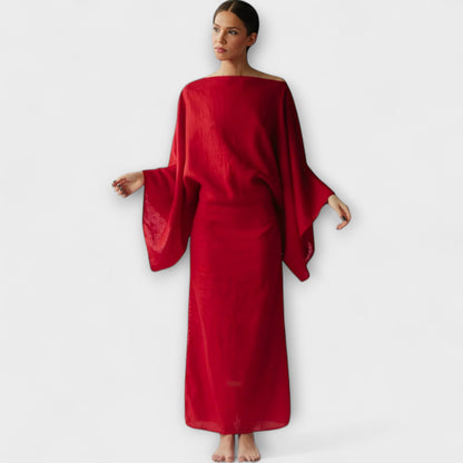 Dana - Vestido de kimono de lino y algodón